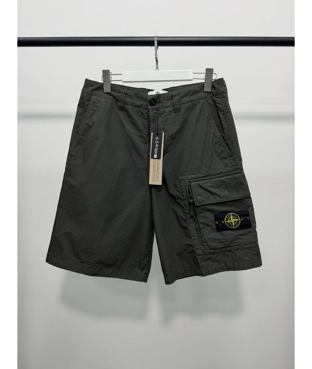 STONE ISLAND Зеленые хлопковые шорты, фото 2