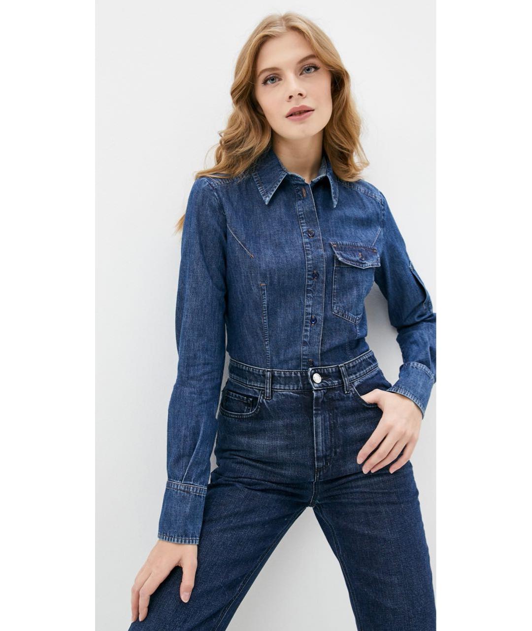 SPORTMAX Синяя хлопковая рубашка, фото 8