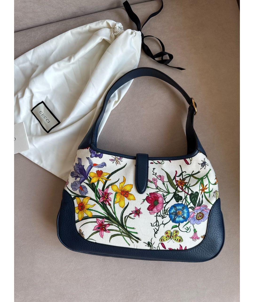 GUCCI Темно-синяя кожаная сумка с короткими ручками, фото 3