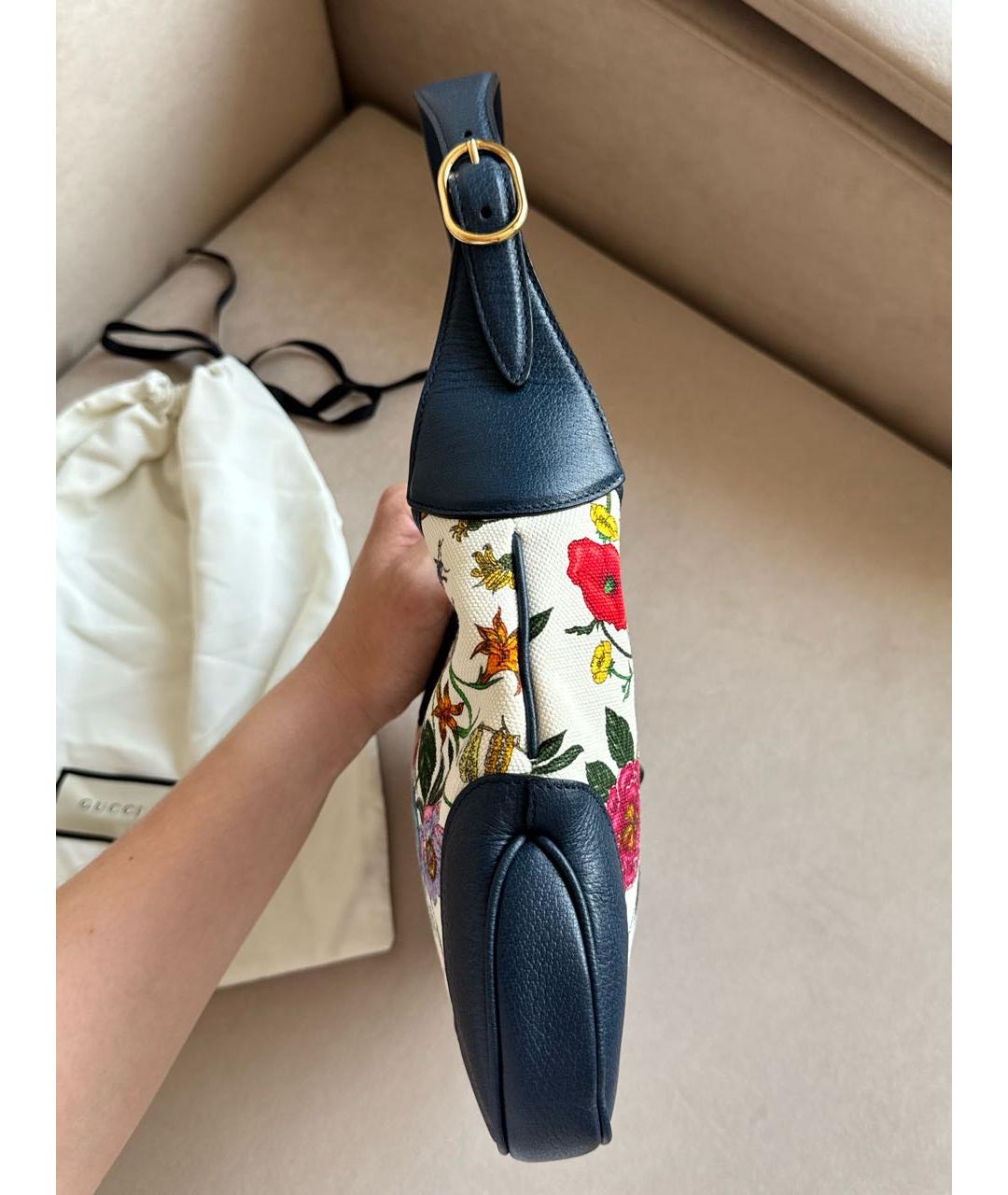 GUCCI Темно-синяя кожаная сумка с короткими ручками, фото 4