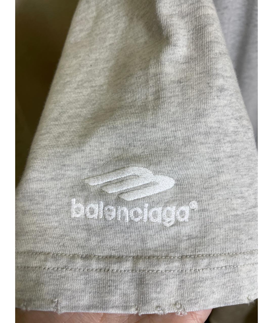 BALENCIAGA Серая хлопковая футболка, фото 8