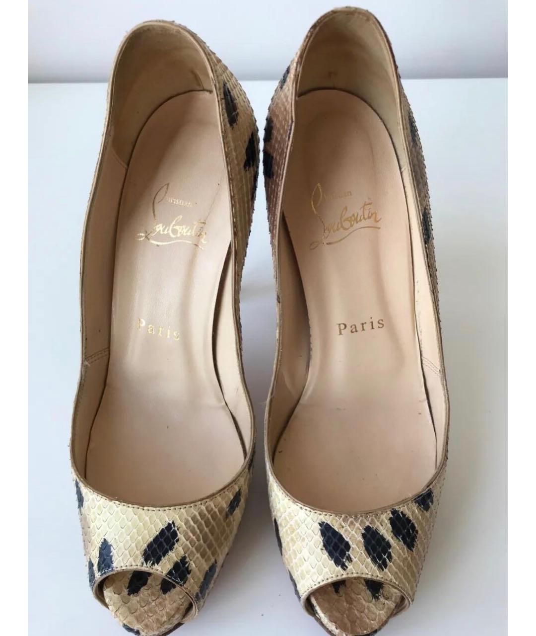 CHRISTIAN LOUBOUTIN Бежевые туфли из экзотической кожи, фото 3