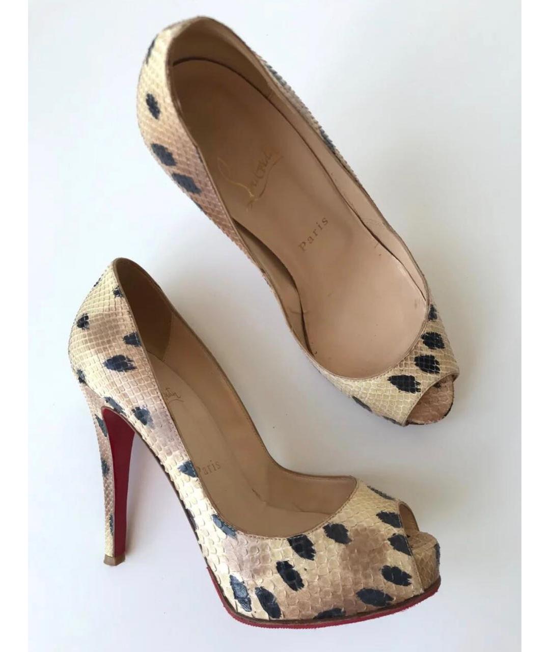 CHRISTIAN LOUBOUTIN Бежевые туфли из экзотической кожи, фото 5