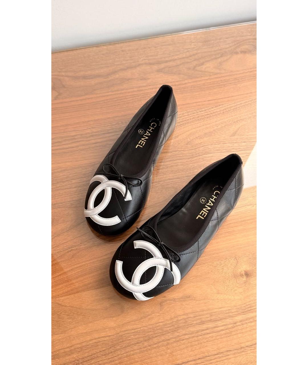CHANEL Черные кожаные балетки, фото 3