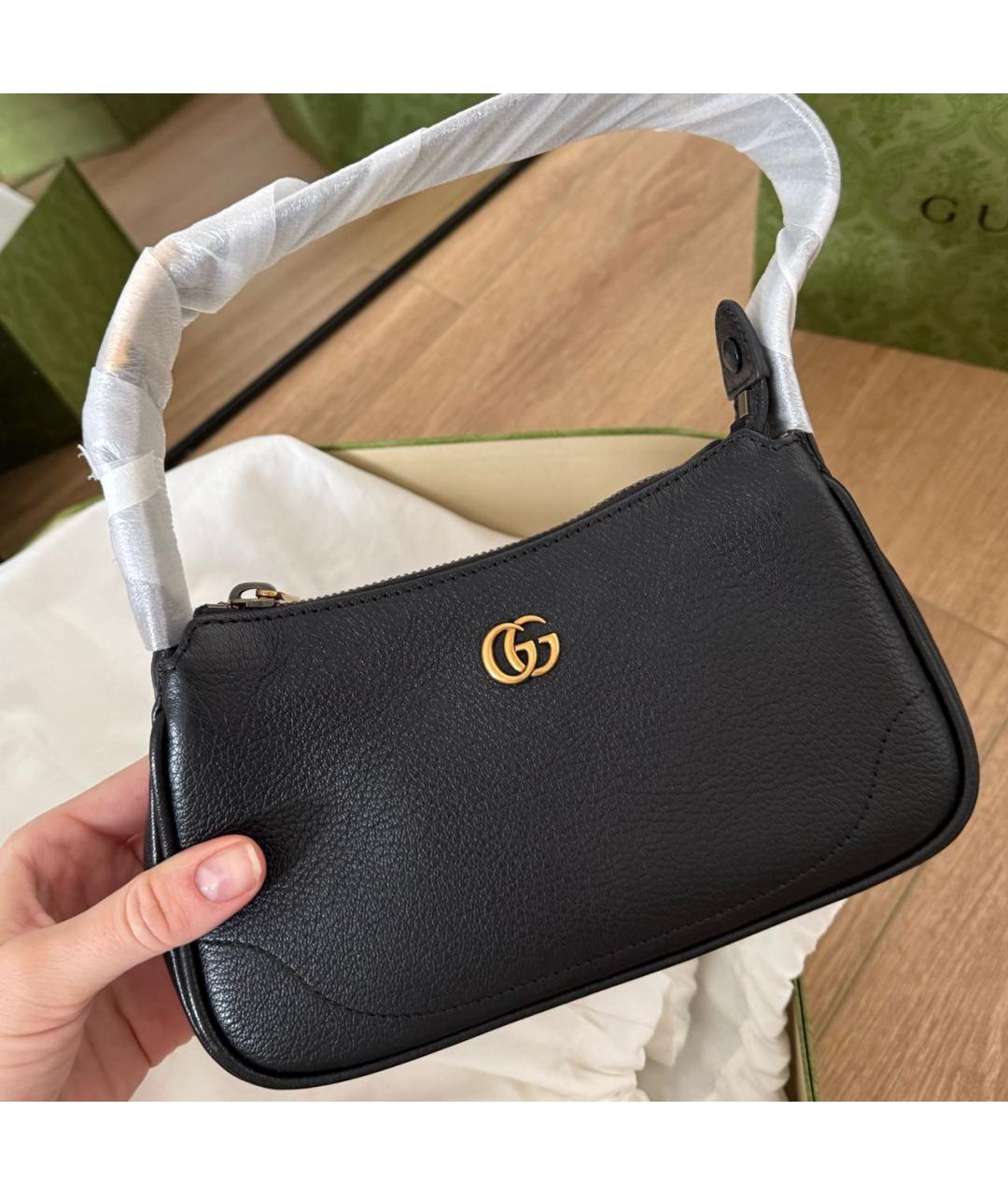 GUCCI Черная кожаная сумка через плечо, фото 3
