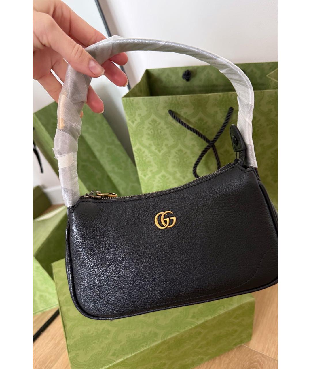 GUCCI Черная кожаная сумка через плечо, фото 2