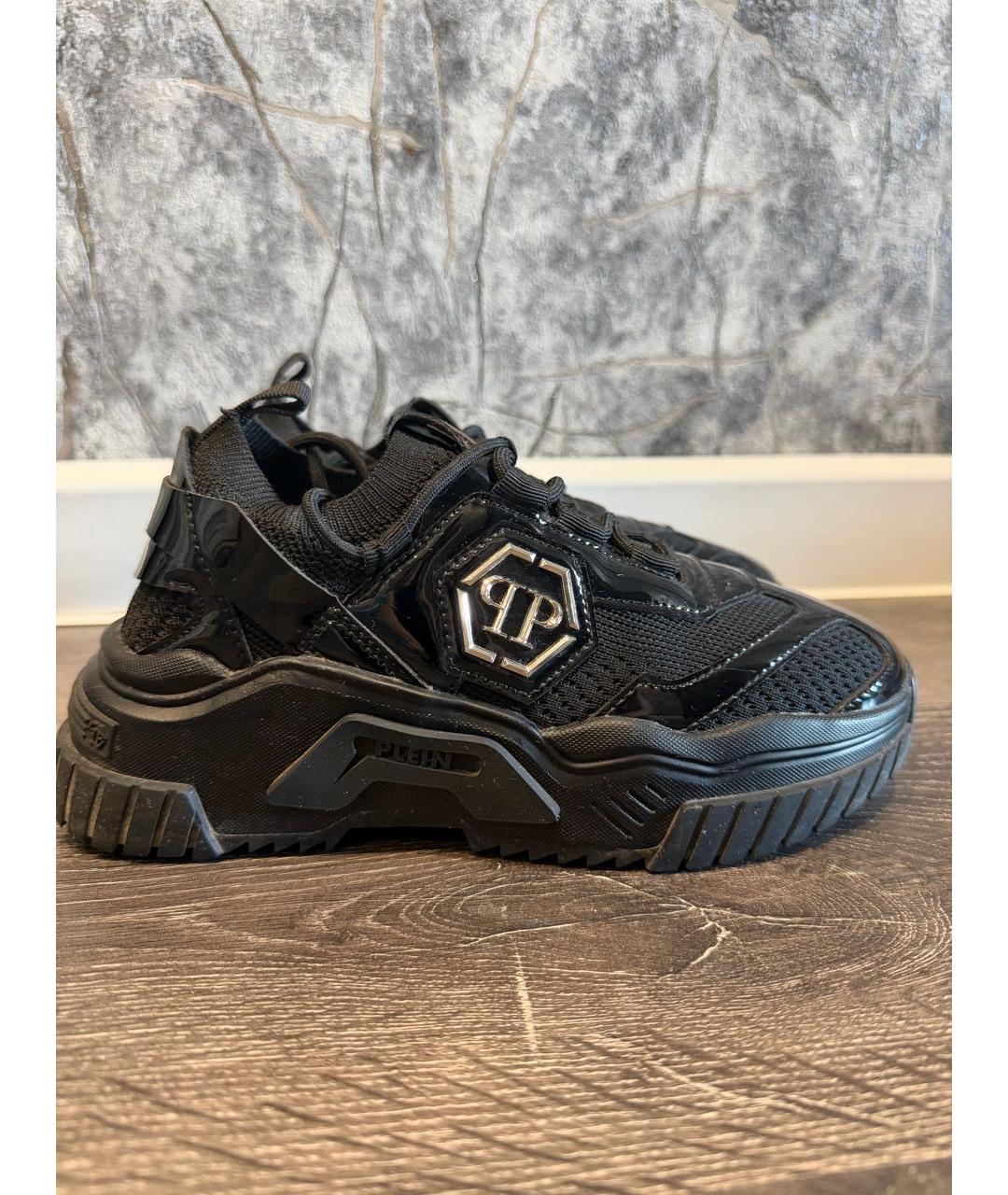 PHILIPP PLEIN Черные кроссовки из лакированной кожи, фото 5
