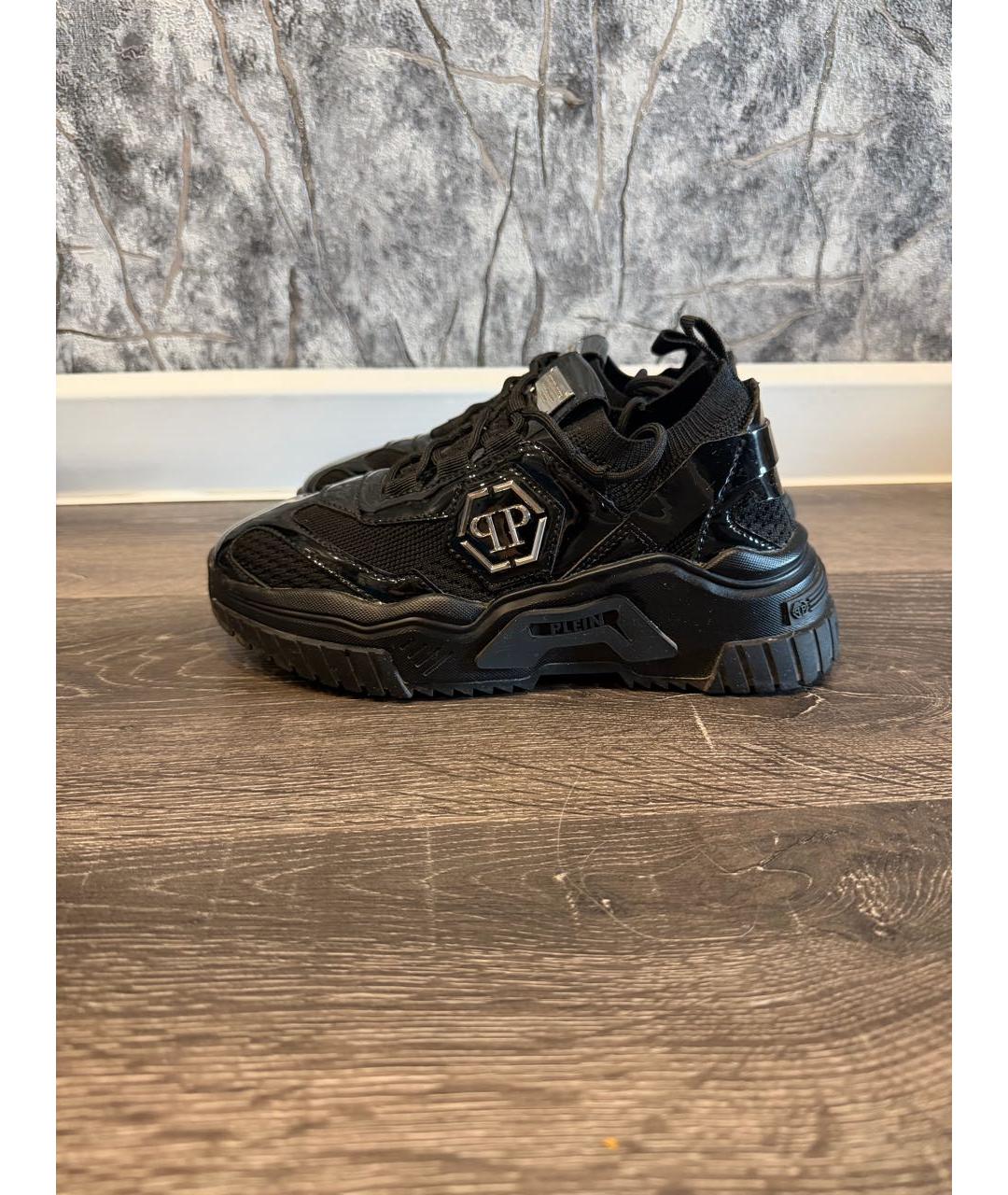 PHILIPP PLEIN Черные кроссовки из лакированной кожи, фото 4