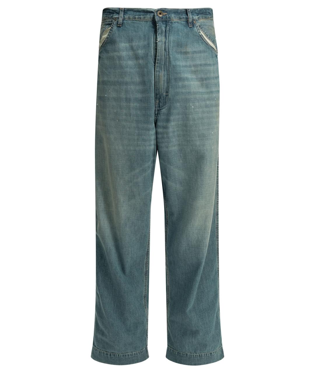 MAISON MARGIELA Голубые хлопковые прямые джинсы, фото 1