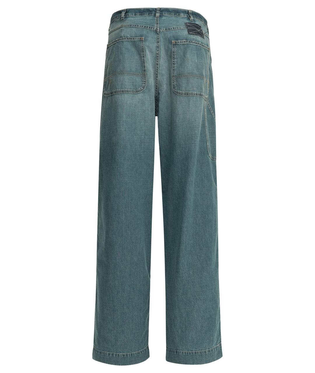 MAISON MARGIELA Голубые хлопковые прямые джинсы, фото 2