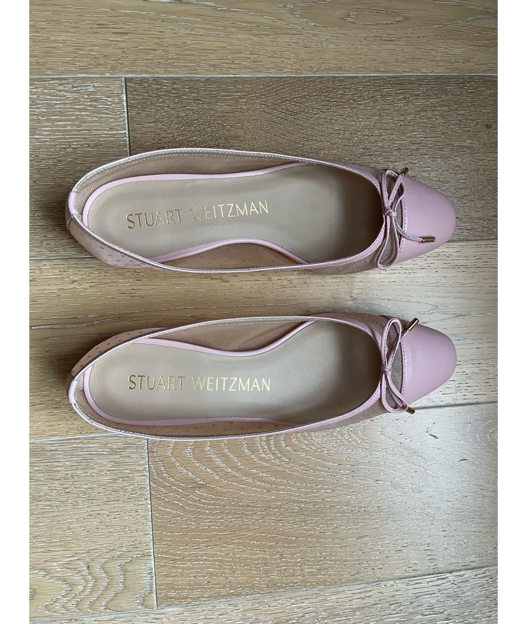 STUART WEITZMAN Розовые кожаные балетки, фото 3