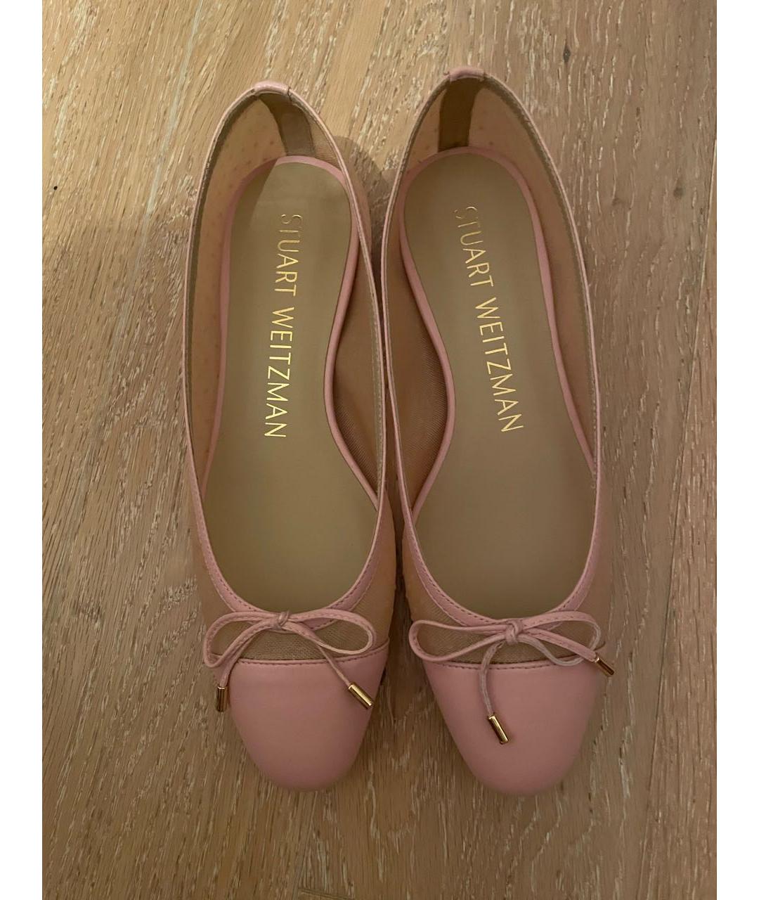 STUART WEITZMAN Розовые кожаные балетки, фото 2