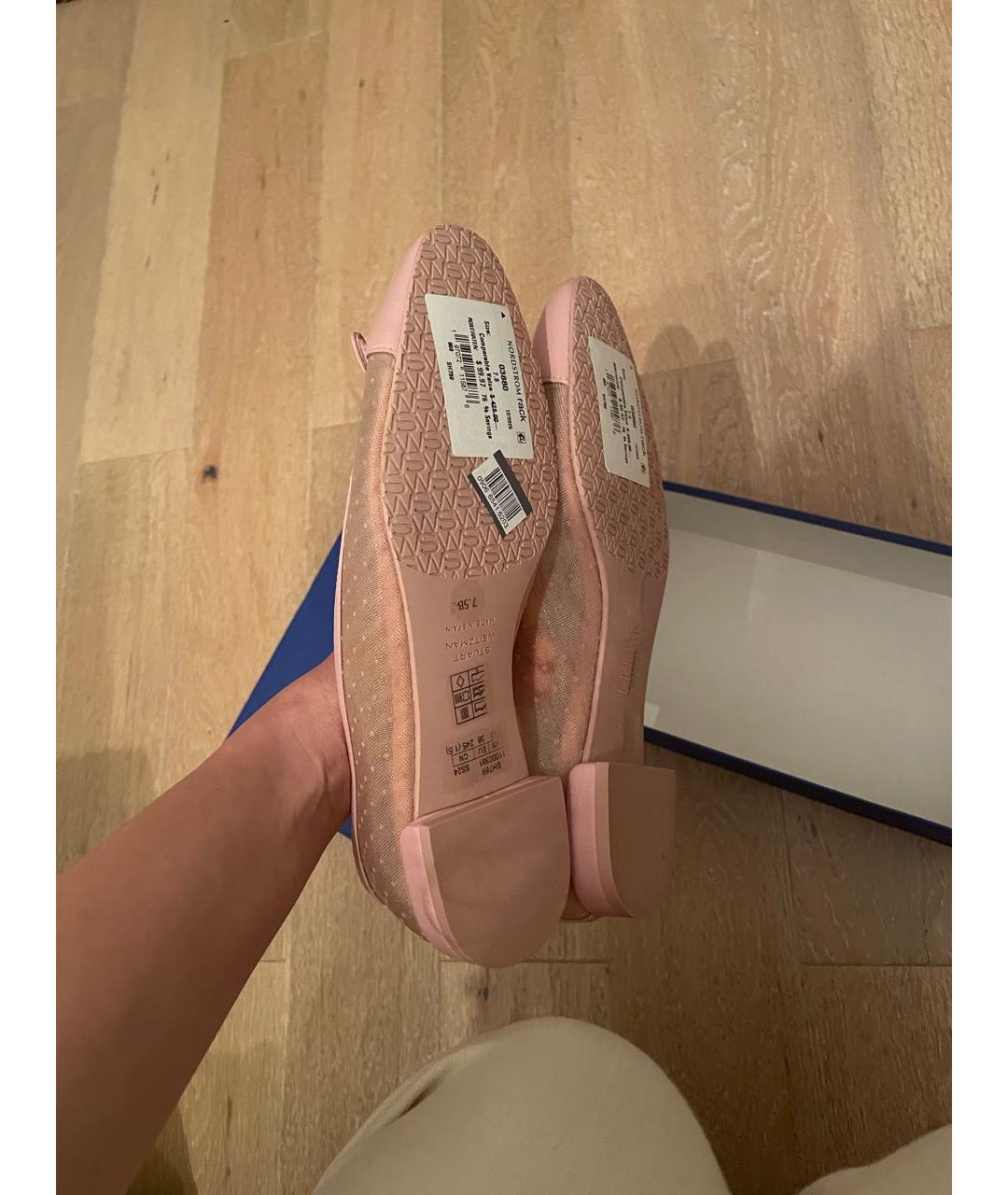 STUART WEITZMAN Розовые кожаные балетки, фото 5