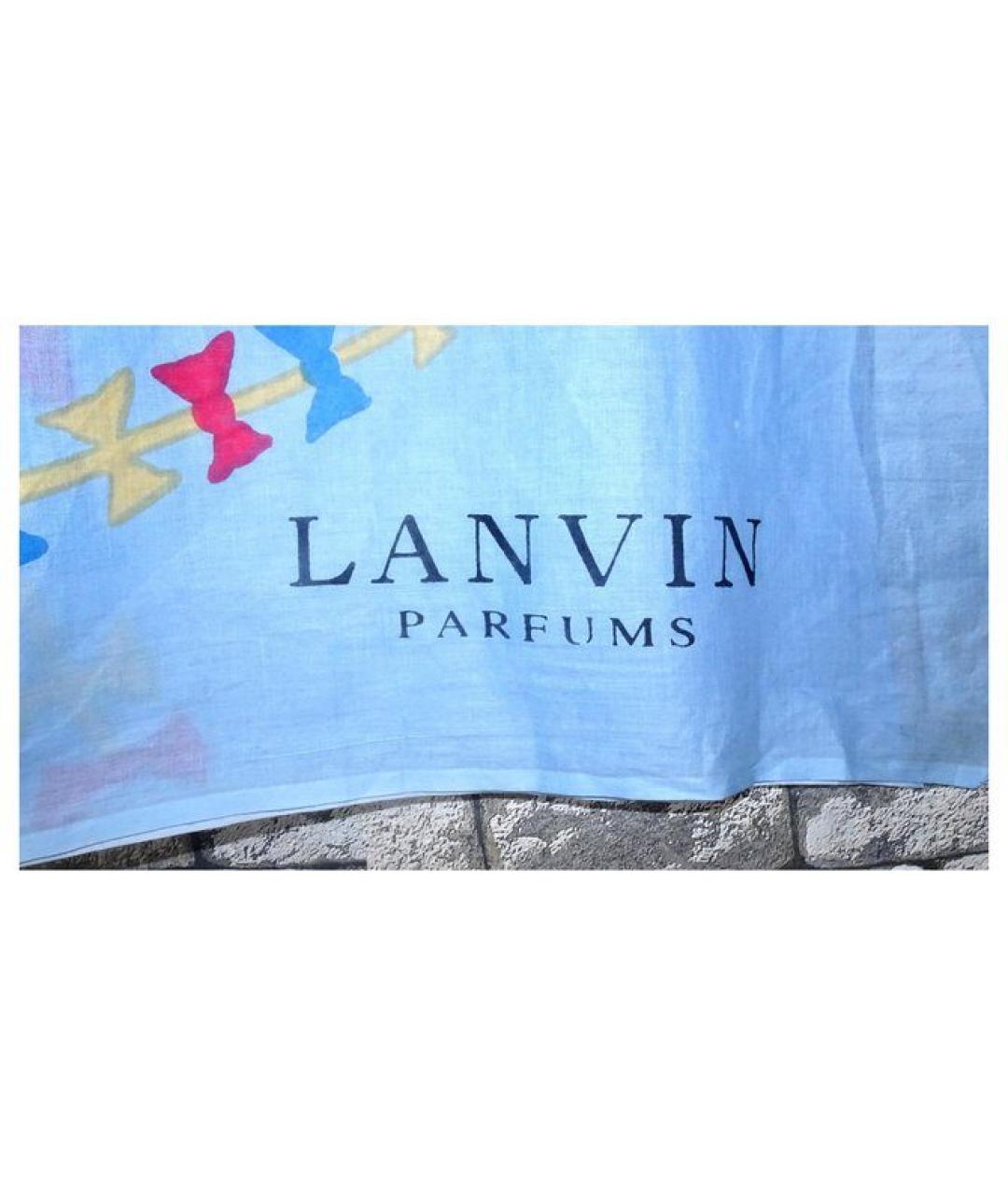 LANVIN Голубой хлопковый шарф, фото 4