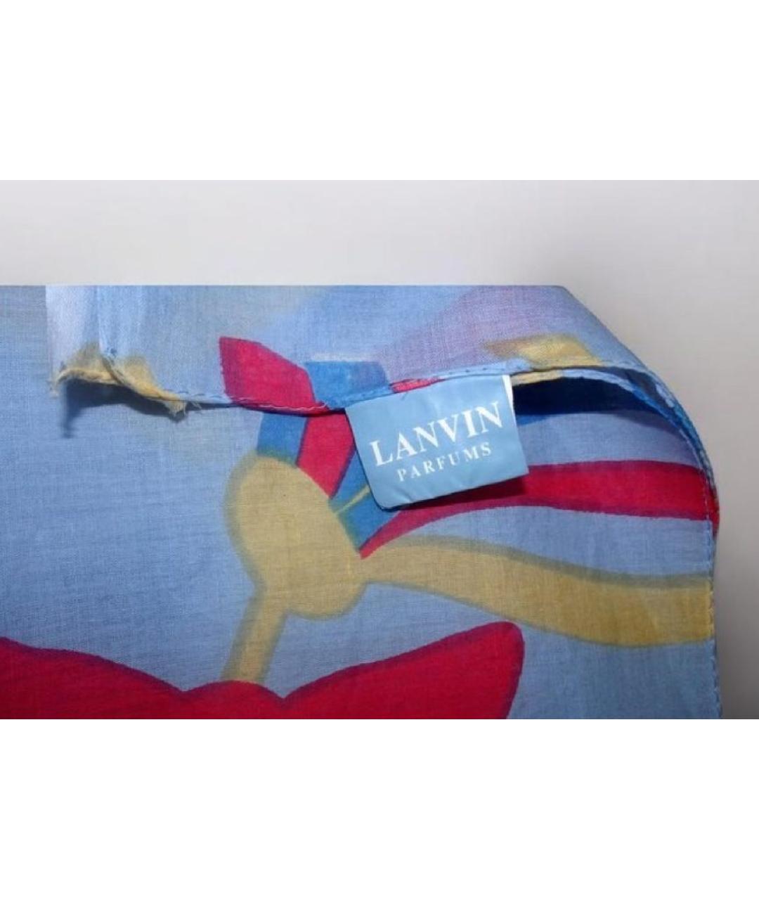 LANVIN Голубой хлопковый шарф, фото 3