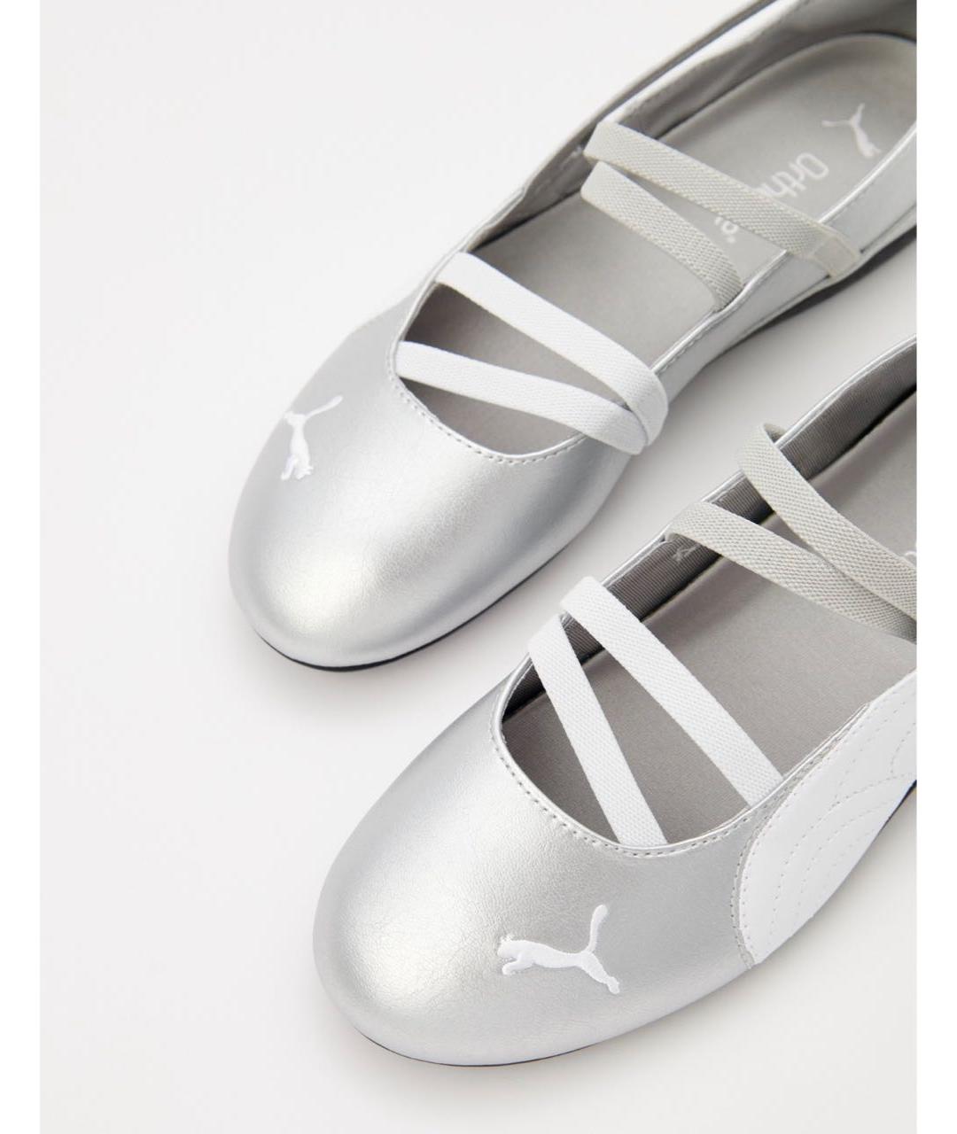PUMA Серебряные балетки из искусственной кожи, фото 4