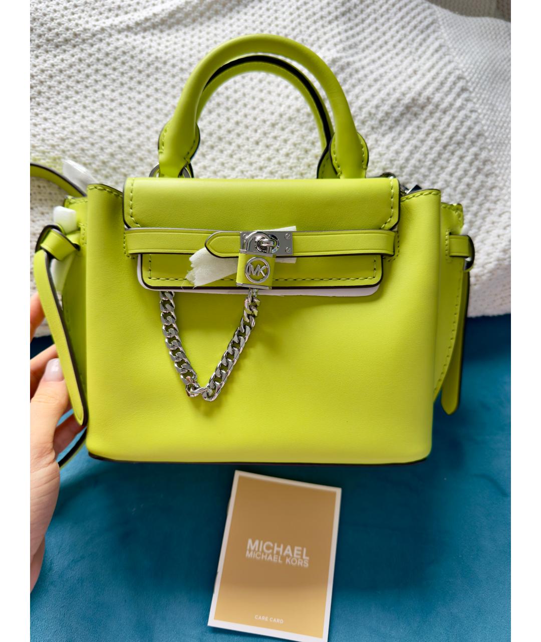 MICHAEL KORS Зеленая кожаная сумка с короткими ручками, фото 2