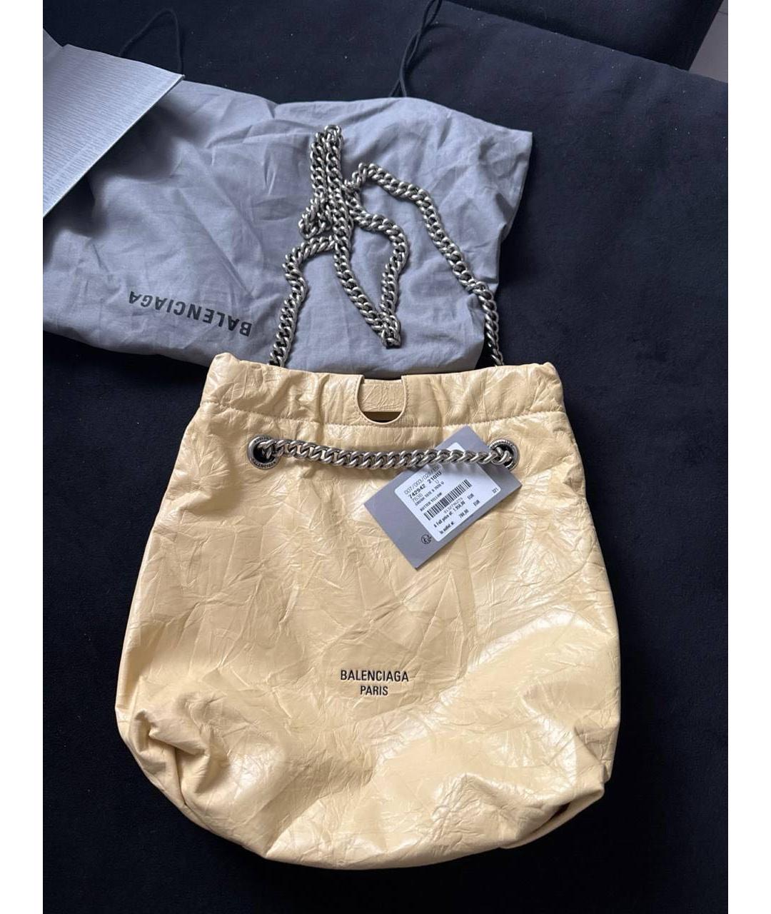 BALENCIAGA Бежевая кожаная сумка через плечо, фото 4