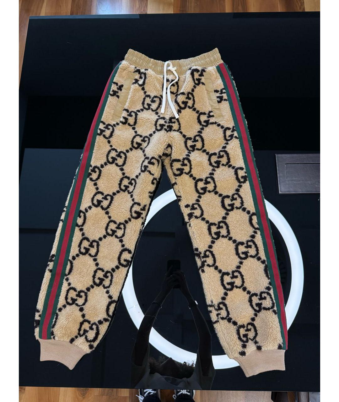 GUCCI Бежевые шерстяные брюки широкие, фото 5