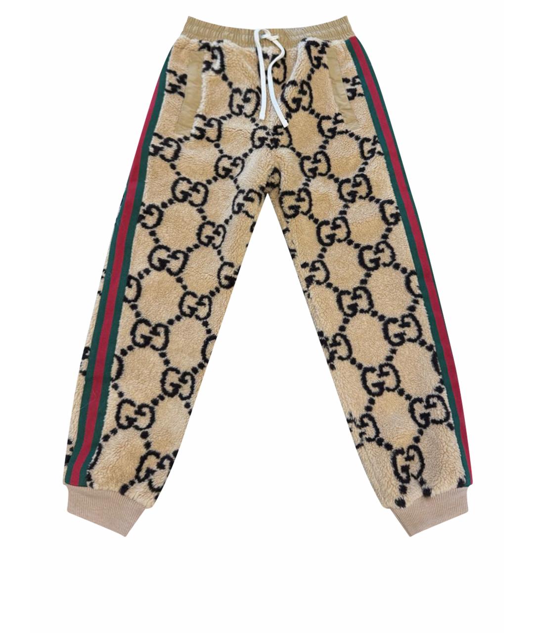 GUCCI Бежевые шерстяные брюки широкие, фото 1