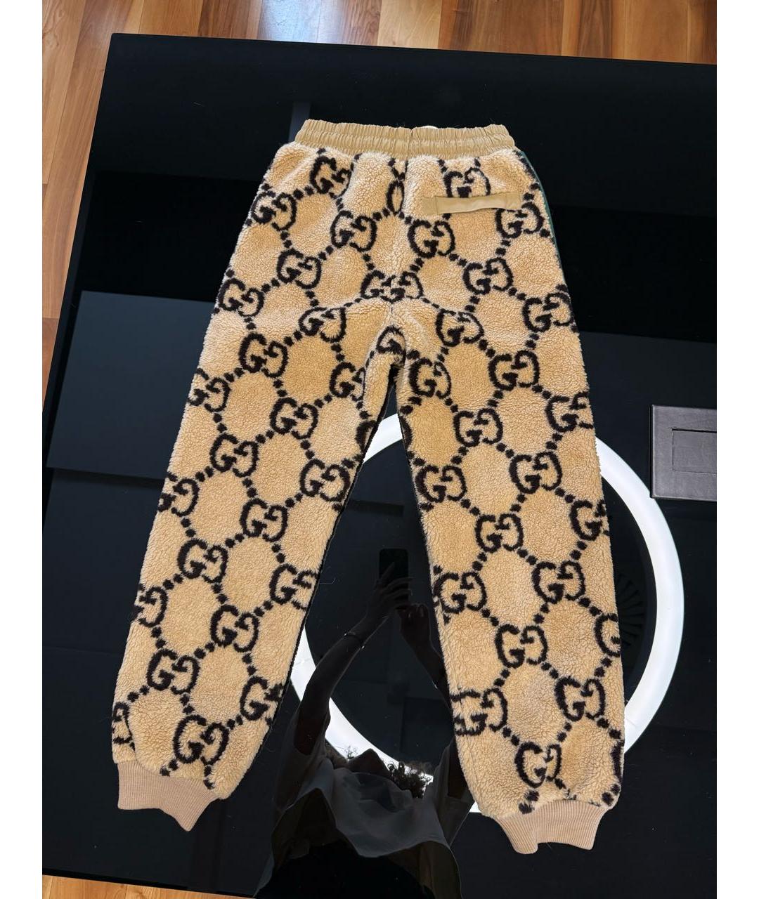GUCCI Бежевые шерстяные брюки широкие, фото 2