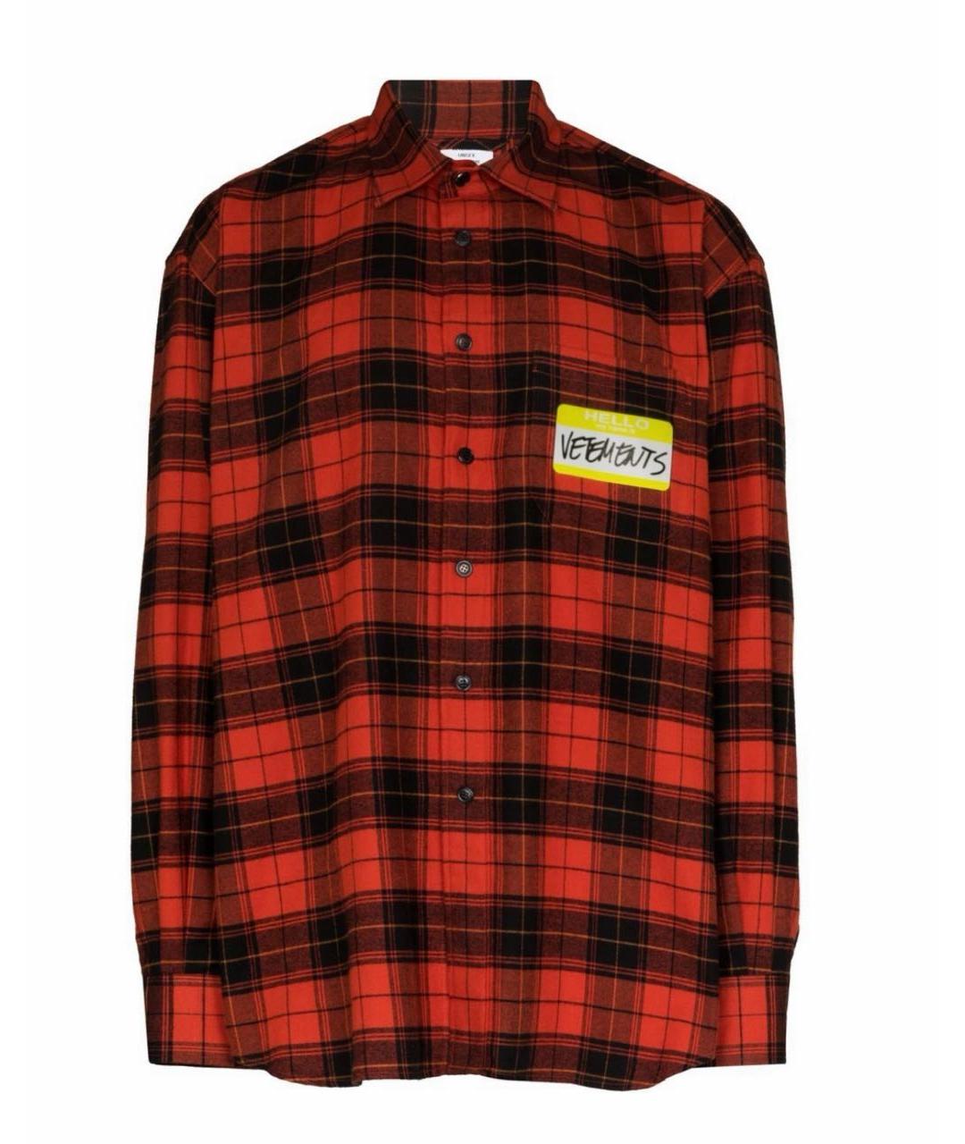 VETEMENTS Красная хлопковая кэжуал рубашка, фото 1