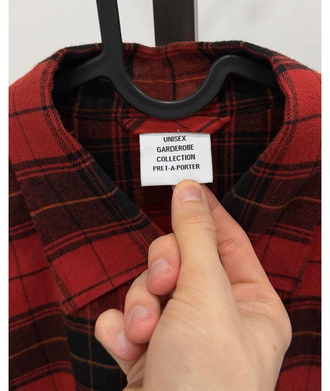 VETEMENTS Красная хлопковая кэжуал рубашка, фото 4