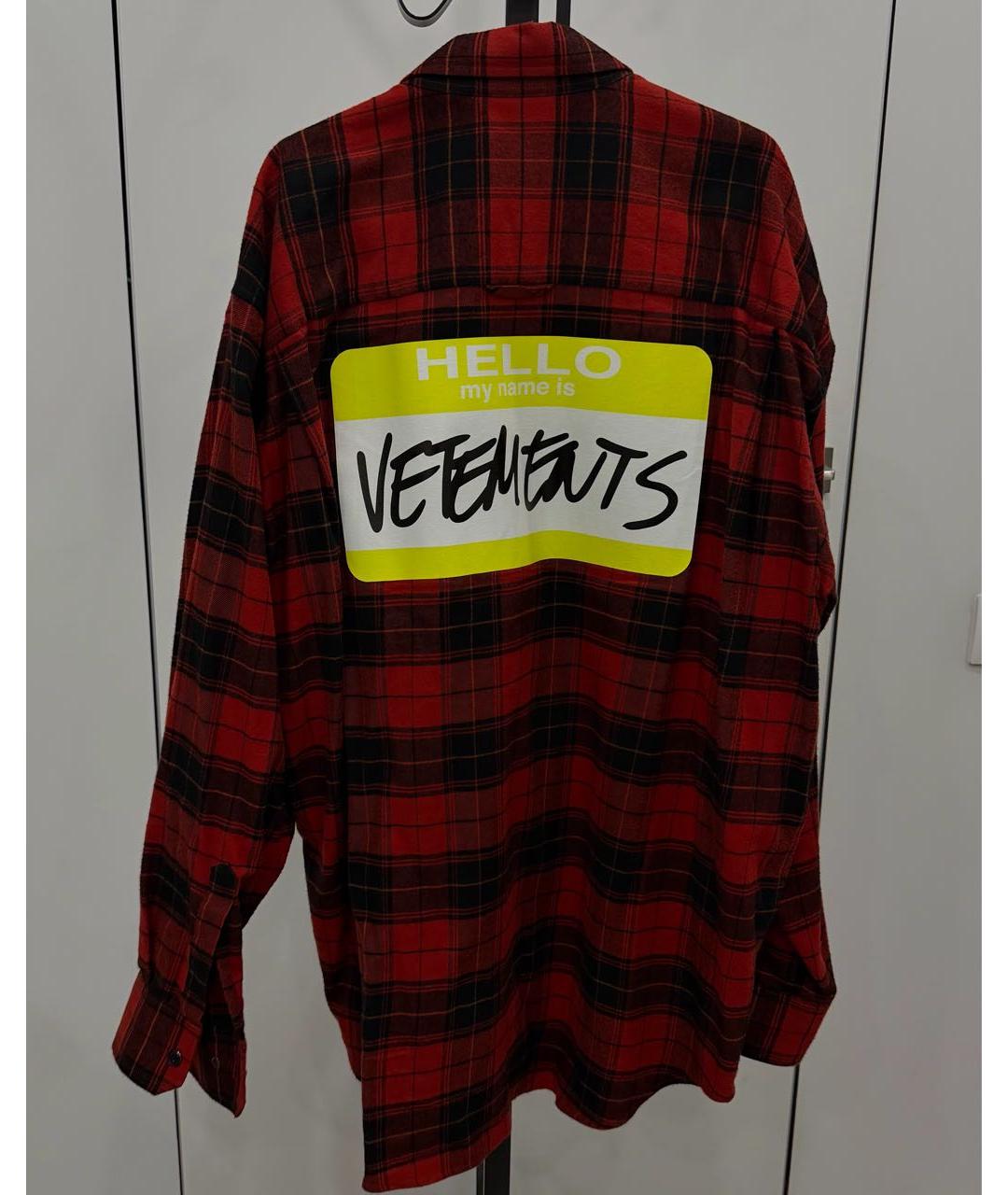 VETEMENTS Красная хлопковая кэжуал рубашка, фото 3