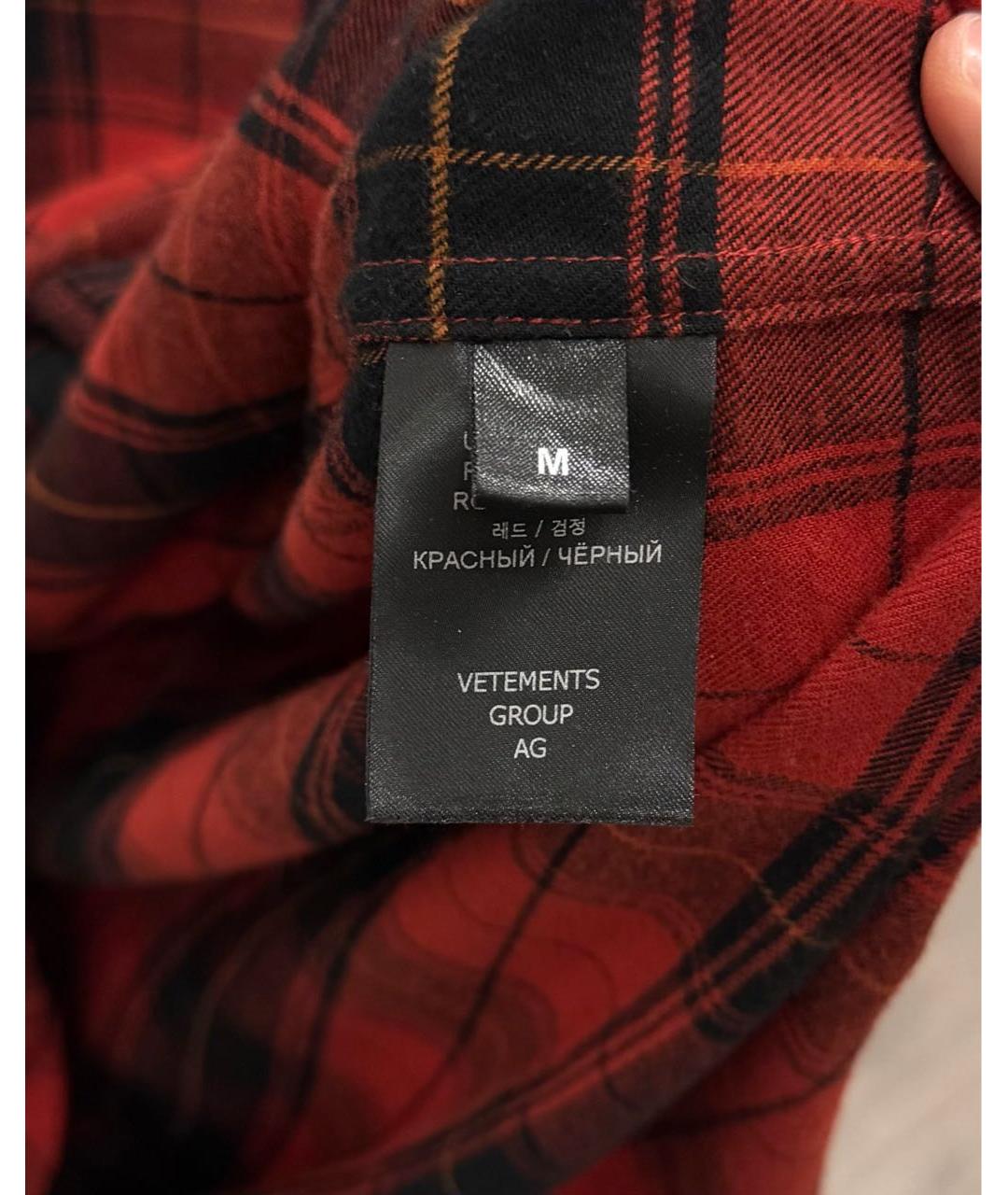 VETEMENTS Красная хлопковая кэжуал рубашка, фото 6