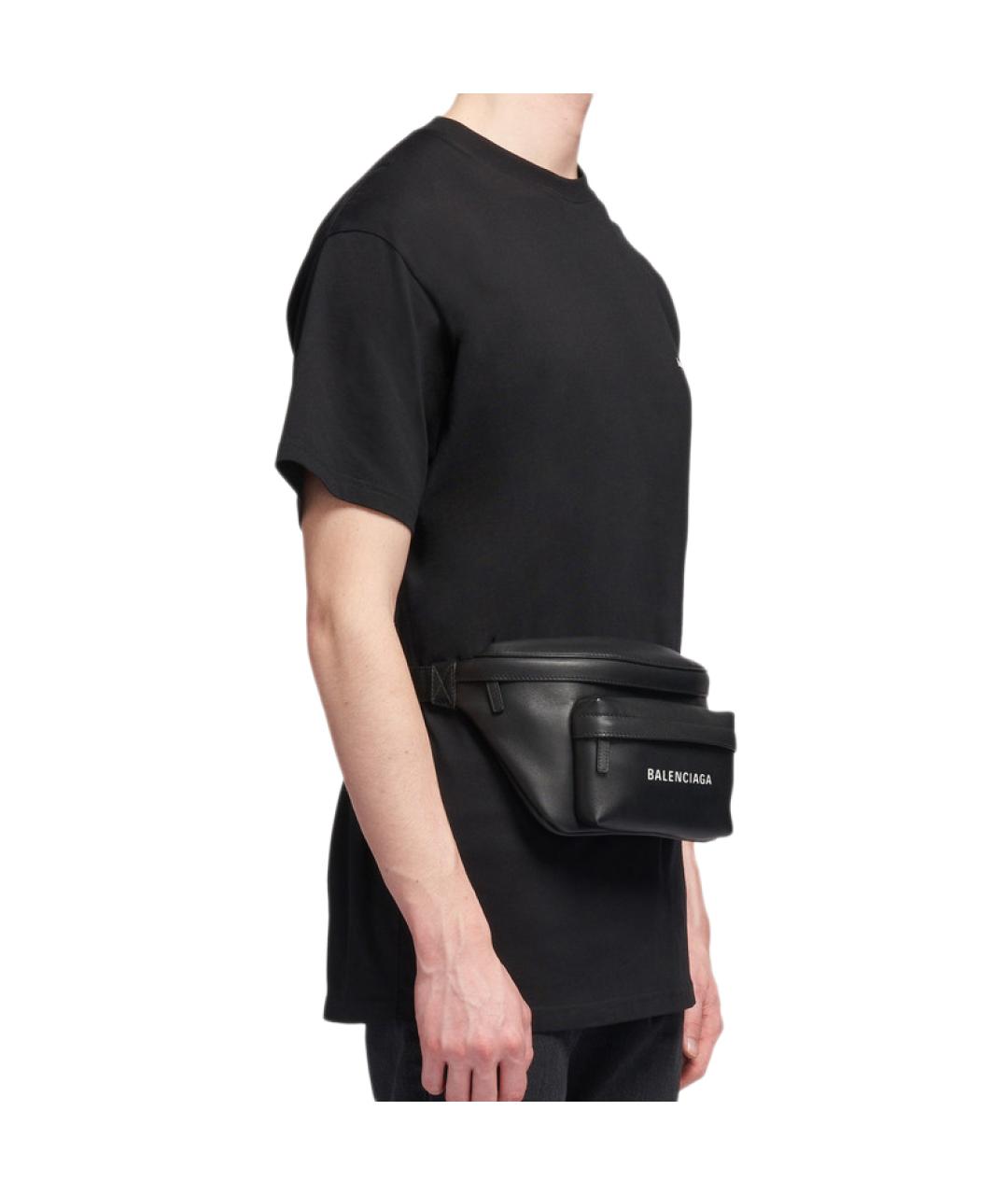 BALENCIAGA Черная кожаная поясная сумка, фото 5