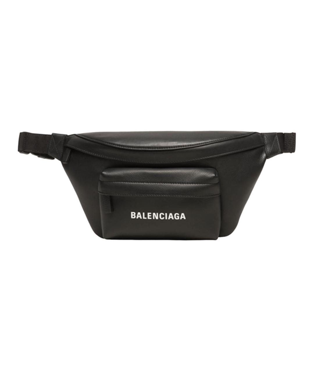 BALENCIAGA Черная кожаная поясная сумка, фото 1