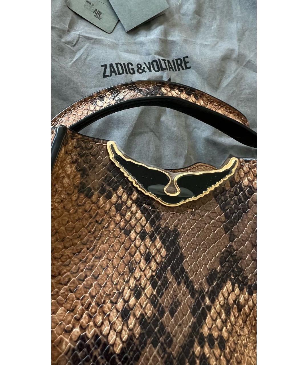 ZADIG & VOLTAIRE Коричневая кожаная сумка с короткими ручками, фото 4