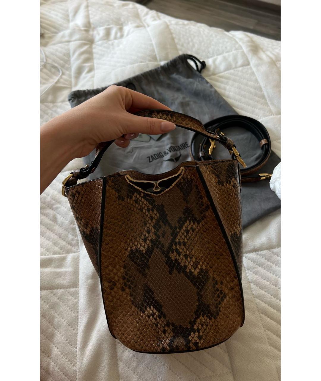 ZADIG & VOLTAIRE Коричневая кожаная сумка с короткими ручками, фото 5