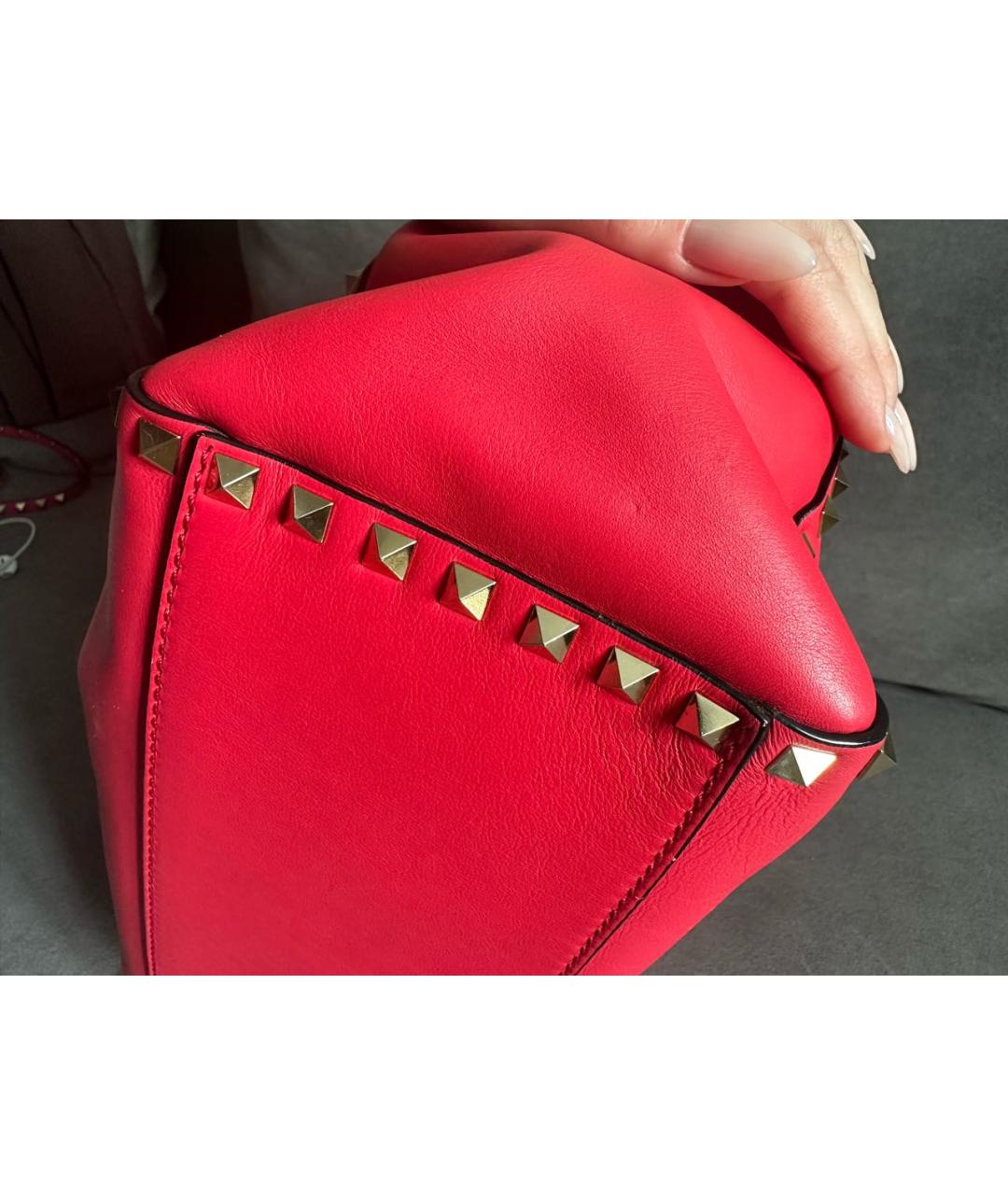 VALENTINO Красная кожаная сумка тоут, фото 4