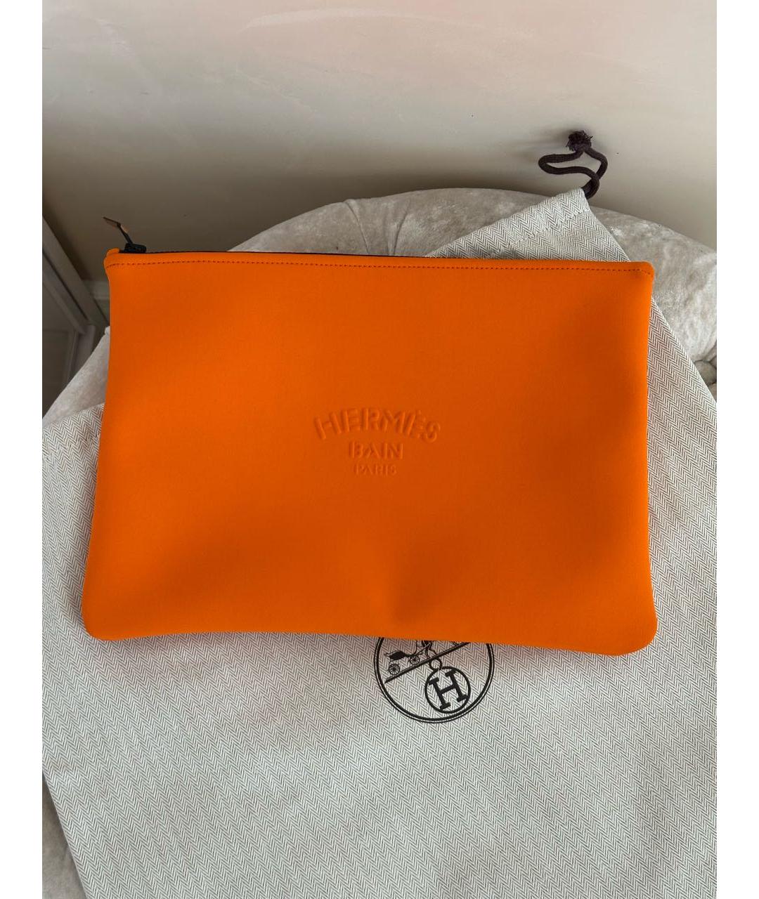 HERMES Оранжевая косметичка, фото 7