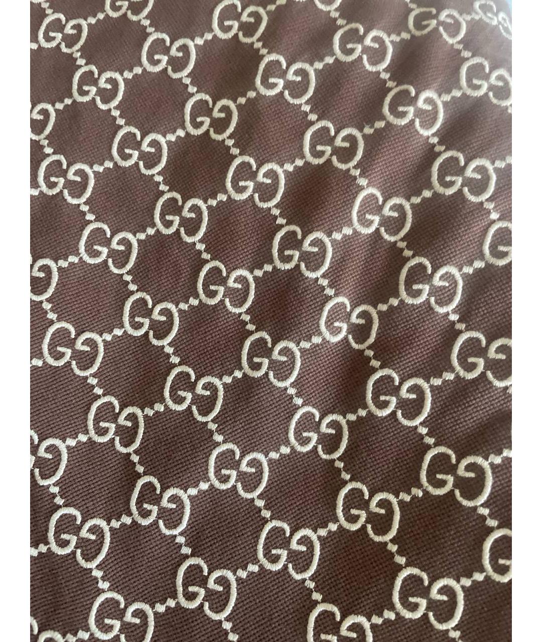 GUCCI Коричневое хлопковое поло с коротким рукавом, фото 4