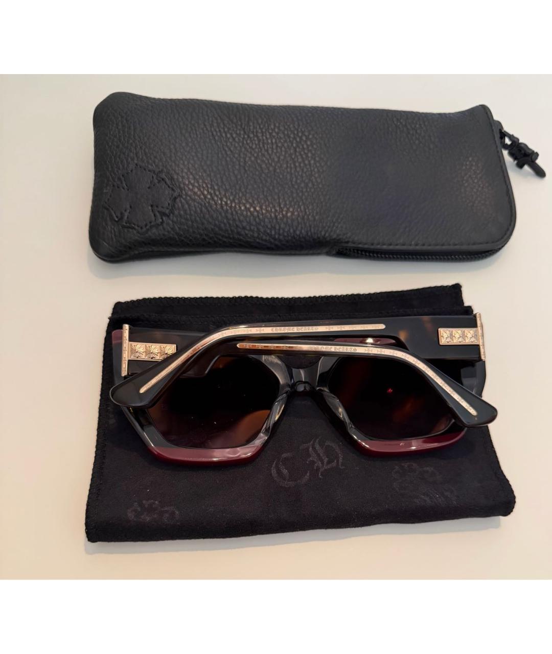 CHROME HEARTS Бордовые пластиковые солнцезащитные очки, фото 6