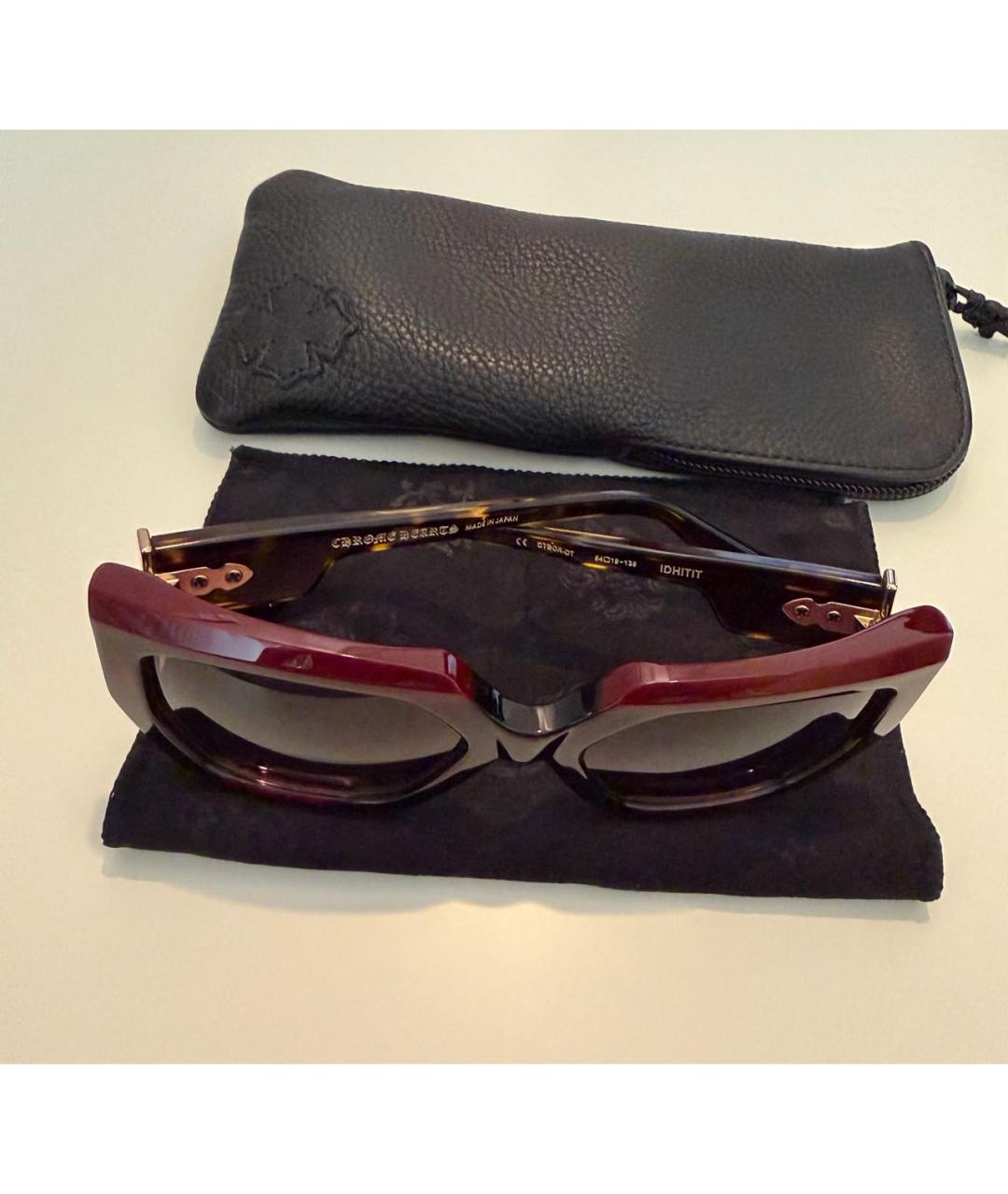 CHROME HEARTS Бордовые пластиковые солнцезащитные очки, фото 4