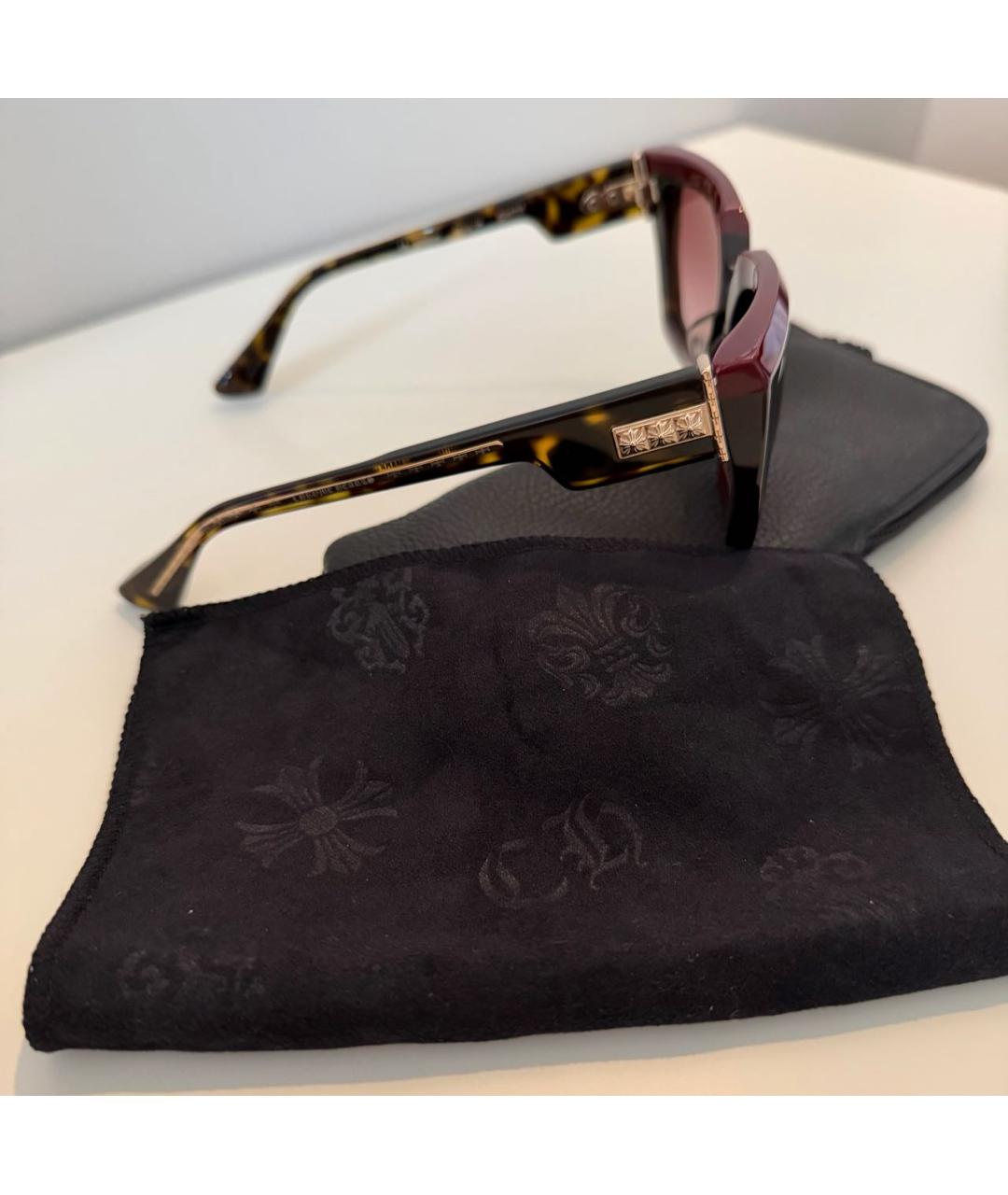 CHROME HEARTS Бордовые пластиковые солнцезащитные очки, фото 2