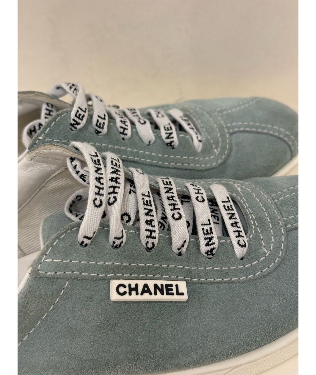 CHANEL Голубые замшевые кеды, фото 6