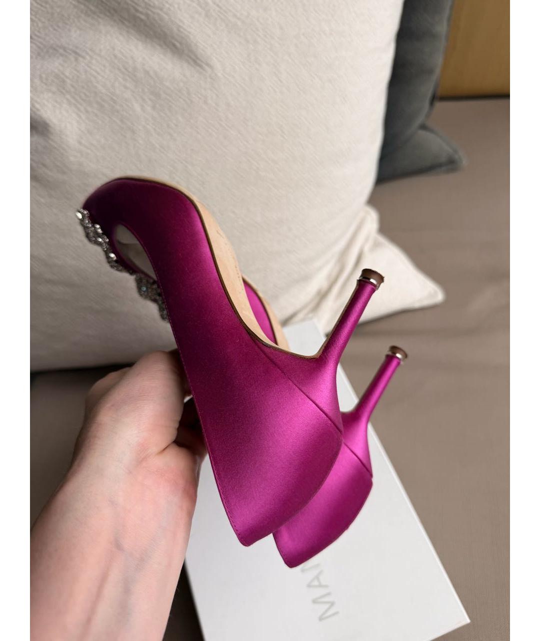 MANOLO BLAHNIK Розовые текстильные туфли, фото 6