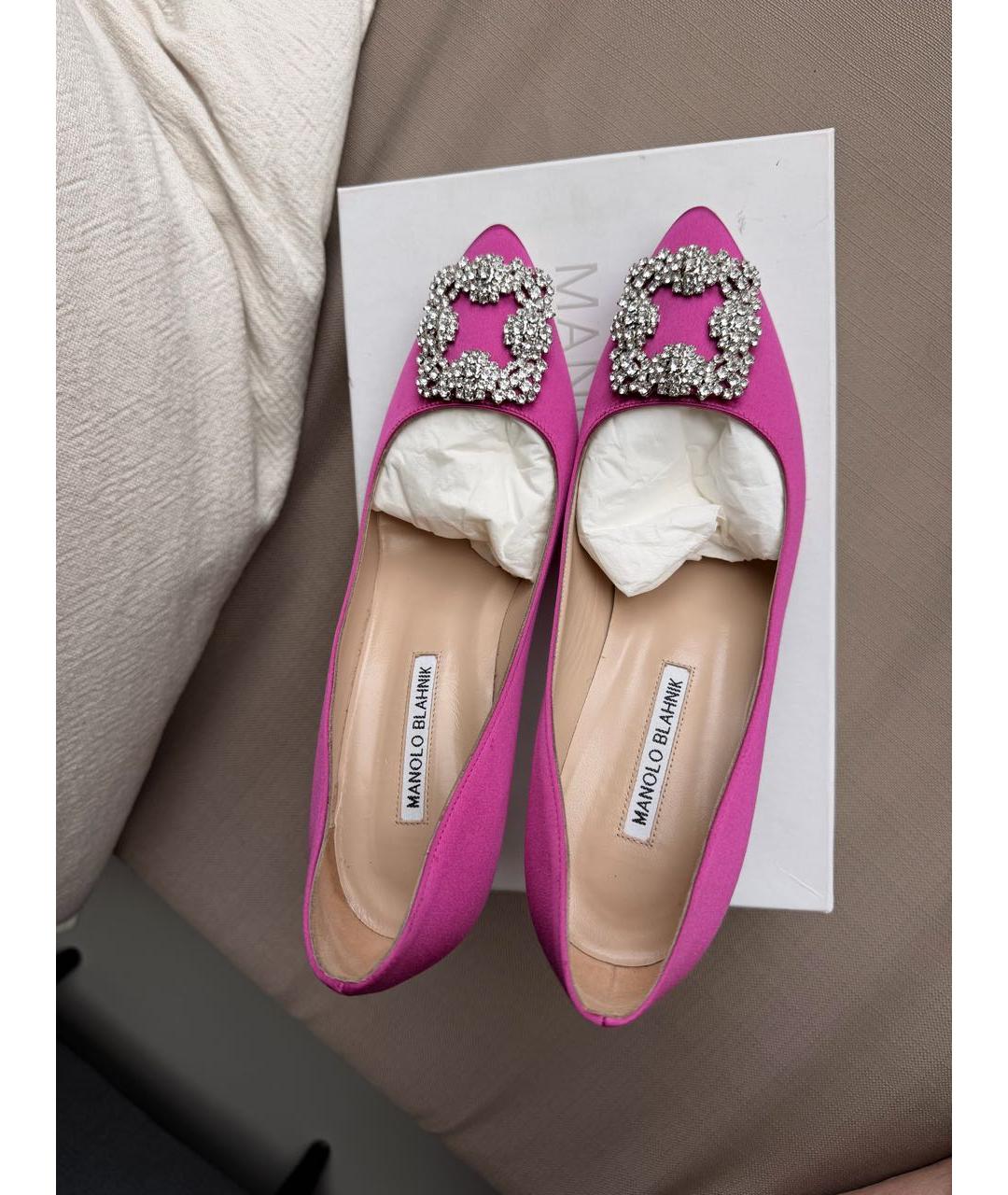 MANOLO BLAHNIK Розовые текстильные туфли, фото 3