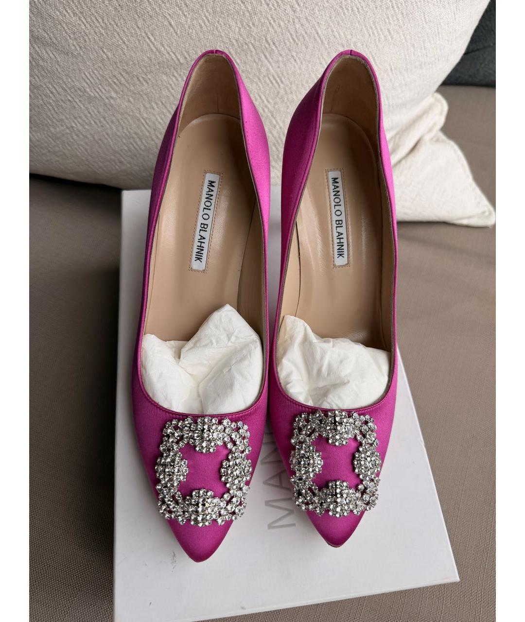 MANOLO BLAHNIK Розовые текстильные туфли, фото 2