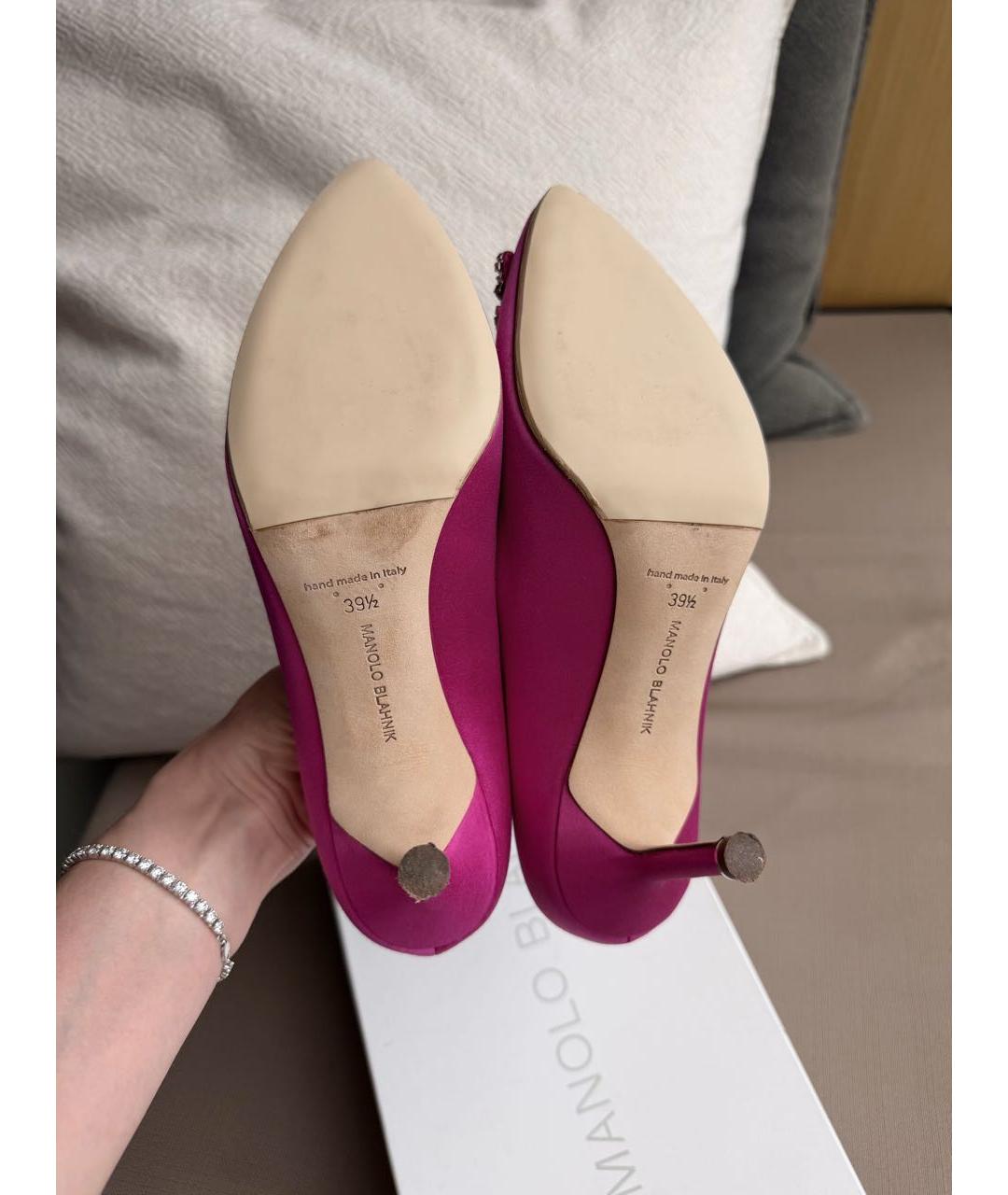 MANOLO BLAHNIK Розовые текстильные туфли, фото 5