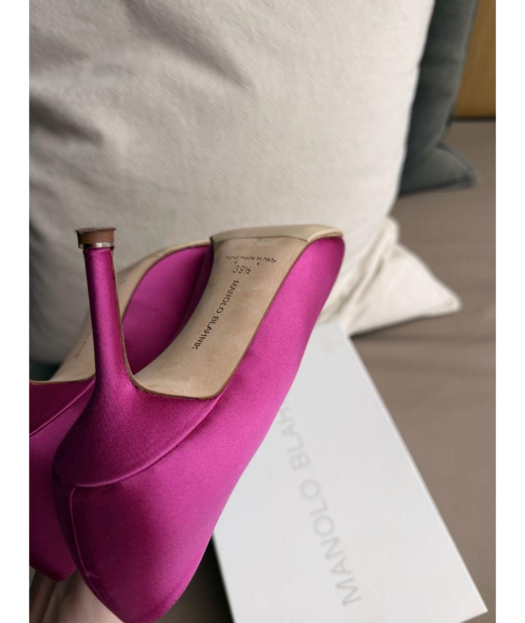 MANOLO BLAHNIK Розовые текстильные туфли, фото 7