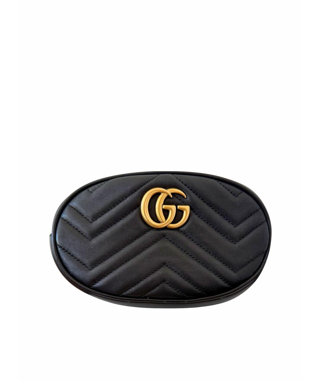 GUCCI Черная кожаная поясная сумка, фото 1