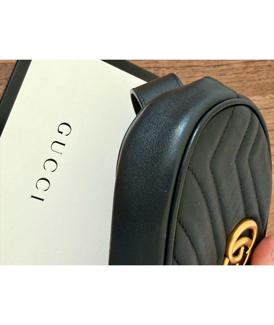 GUCCI Черная кожаная поясная сумка, фото 6