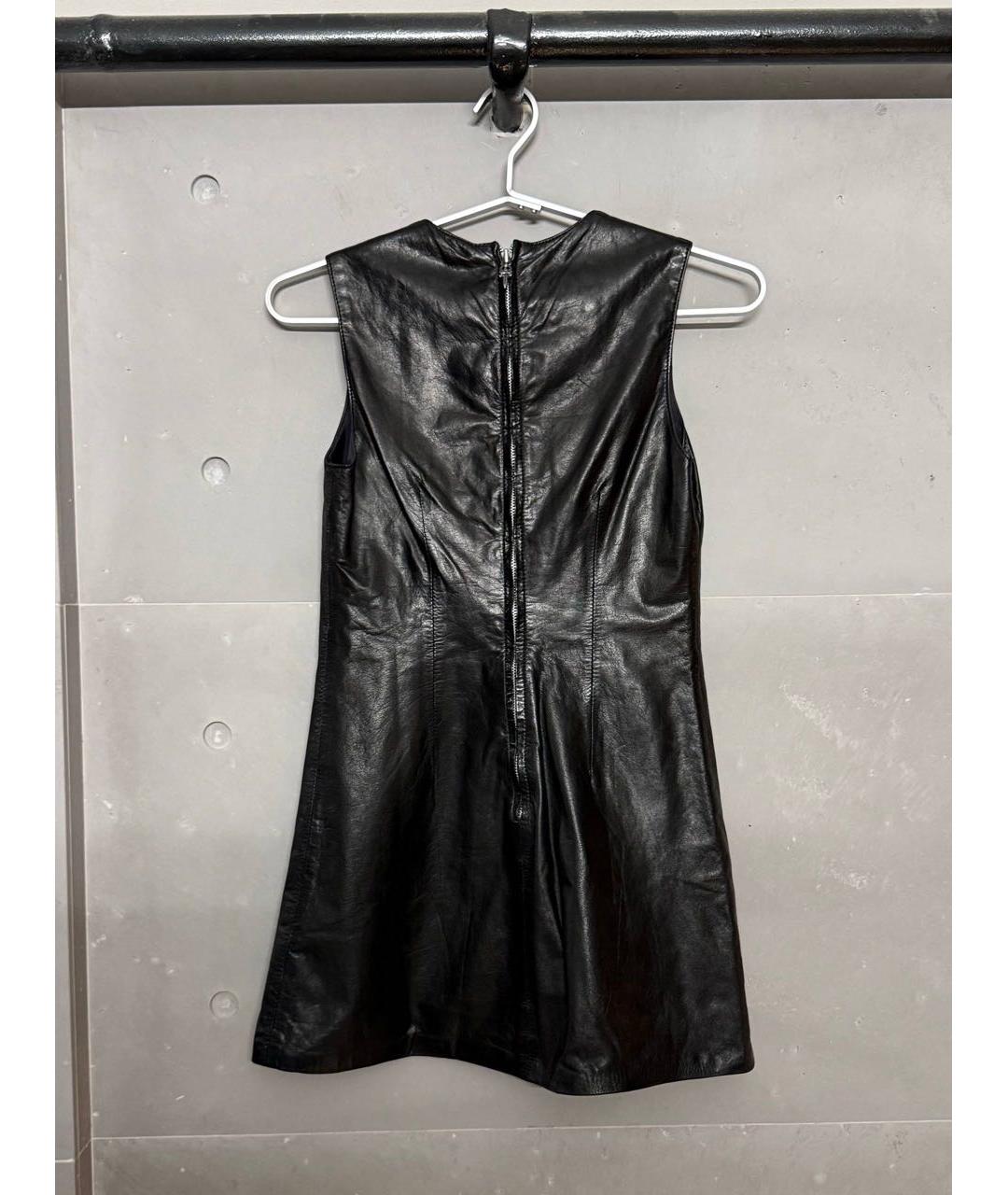 CHROME HEARTS Черное кожаное повседневное платье, фото 2