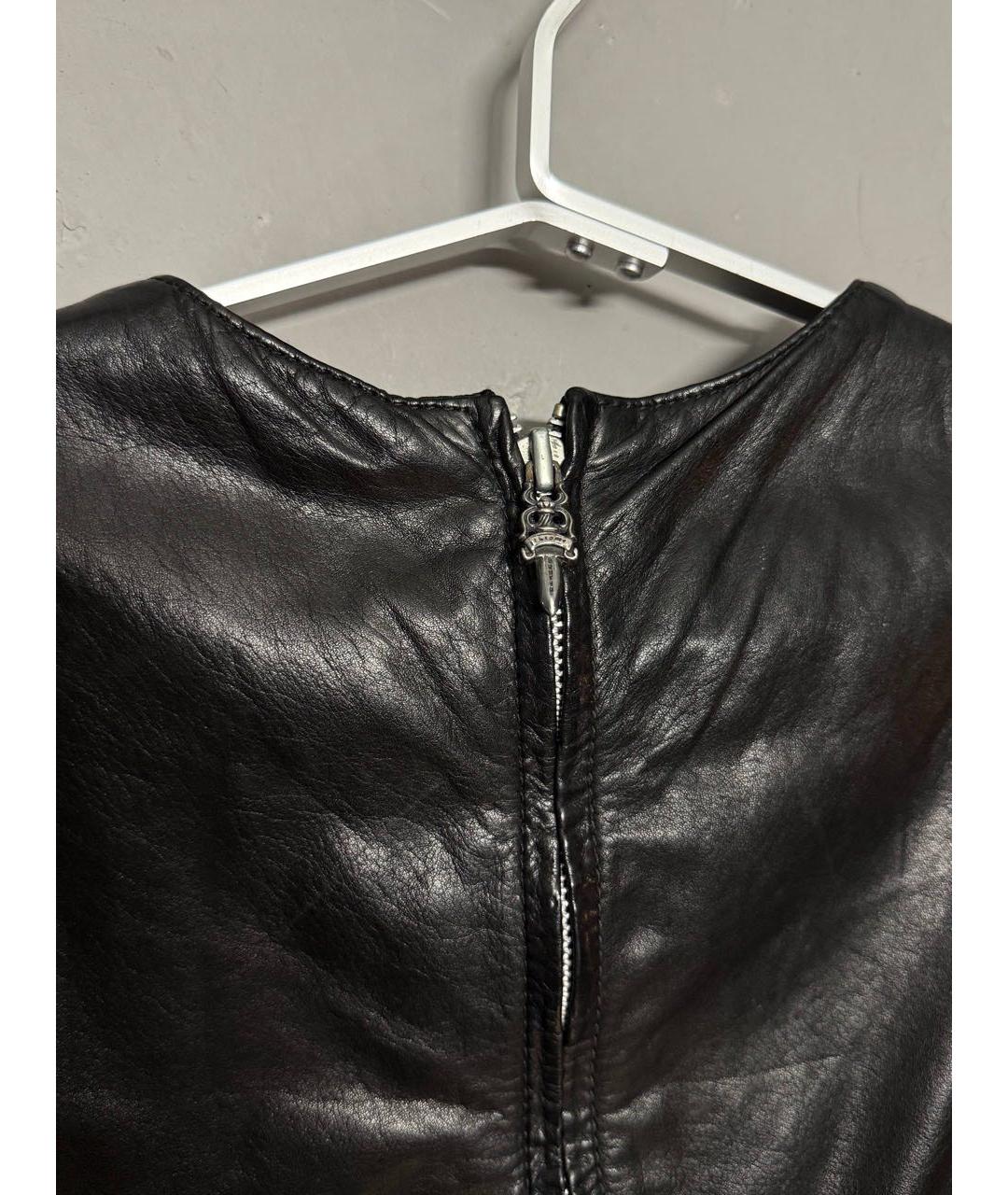 CHROME HEARTS Черное кожаное повседневное платье, фото 3