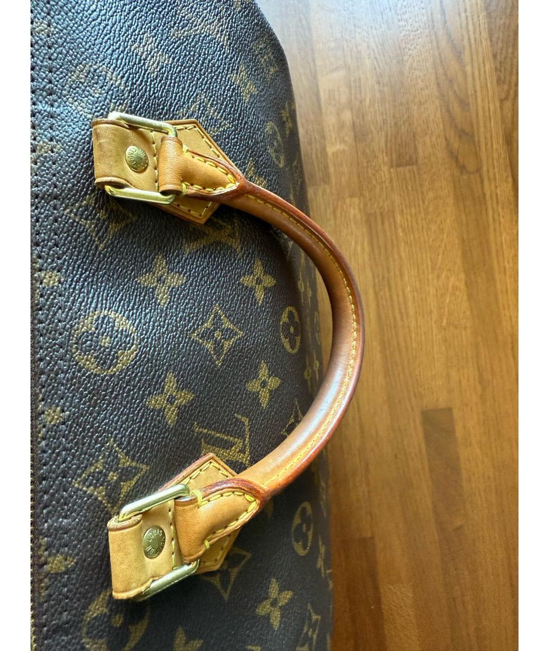 LOUIS VUITTON Коричневая кожаная сумка с короткими ручками, фото 4